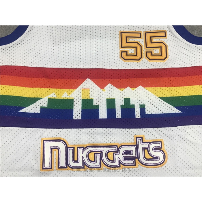Camiseta Denver Nuggets Dikembe Mutombo #55 Hardwood Classics Throwback Blanco